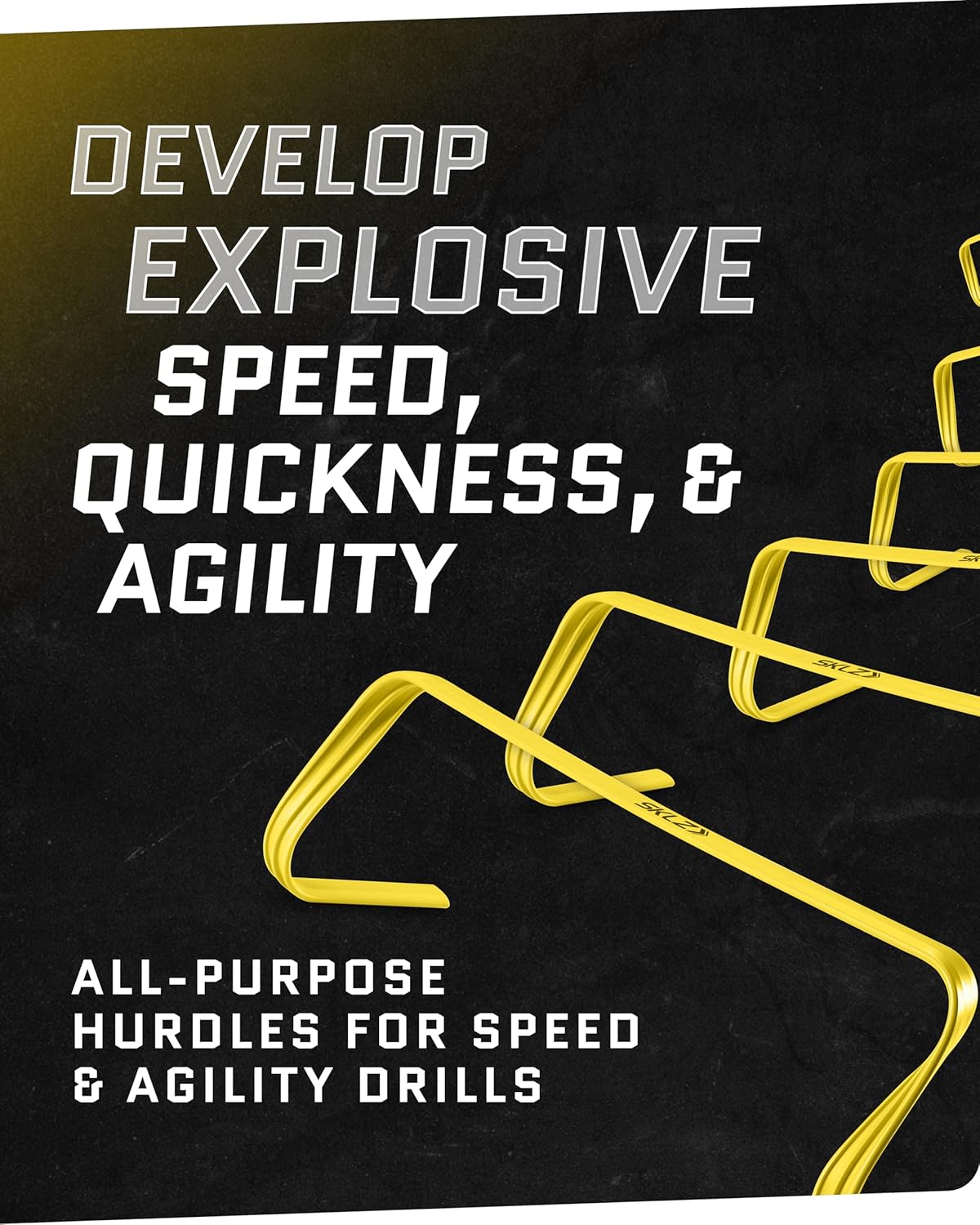 SKLZ 6-Pack Ultra Durable Agility Hurdles - 6-Inch Tall, Bright Yellow, Easy Setup & Transport