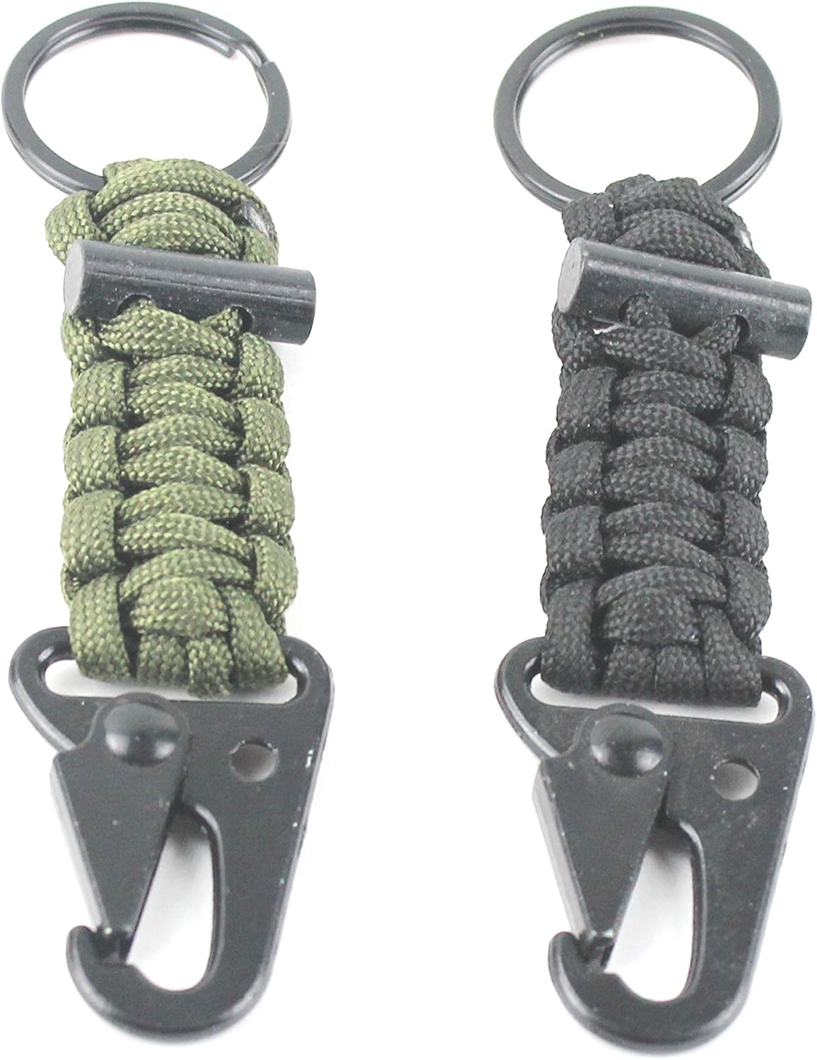 Paracord Keychain Carabiner 2PCS Pack Survival Paracord Lanyard with Fire Starter