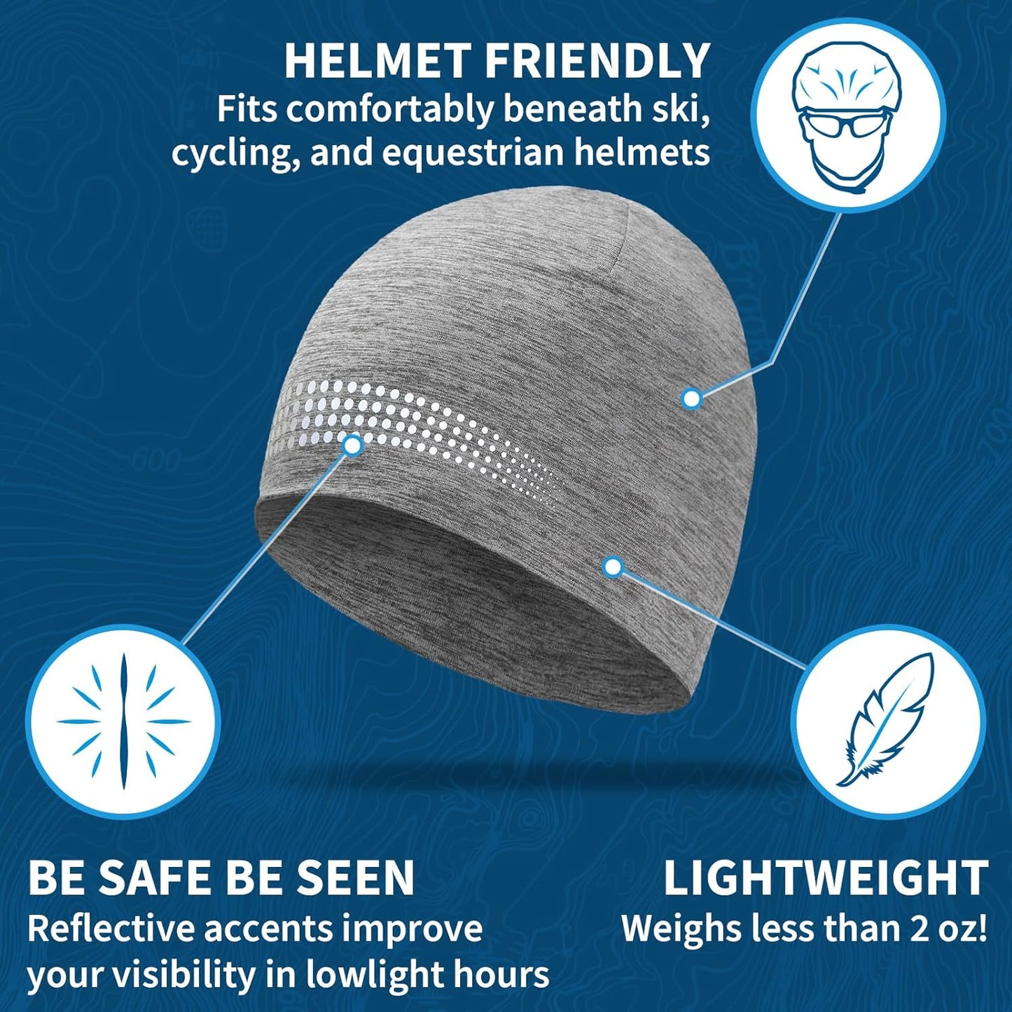 TrailHeads Ponytail Hat - Adrenaline Series | Women’s Running Beanie with Reflective Accents | Black Skull Cap