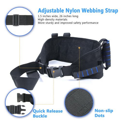 BRMDT Gait Belt Transfer Belts for Seniors, Gate Belts Medical for Elderly Mobility Limited People Standing & Walking Assist Aid, 5.4" Widened Gait Belt with 7 Soft Handles, Quick Release Buckle & Adjustable Waist Size 30.9"-55.9"