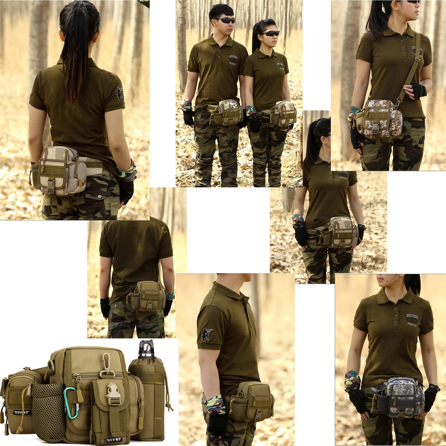 GGYCOB Tactical Waist Bag Fanny Pack Utility Belt with Water Bottle Holder Waterproof 1000D Nylon Bag for Hiking Mountaineering Camping Riding Fishing(Wolf Brown)