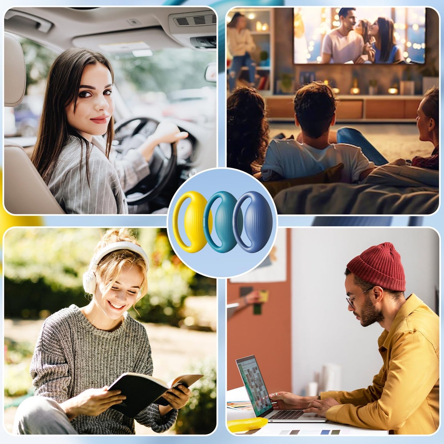 FitBeast Hand Exercise Balls - 3 Resistance Levels Stress Balls for Adults, Squeeze Balls for Hand Therapy, Rehabilitation, Arthritis, Muscle Building (3 Piece Set -Yellow Teal Navy Blue)