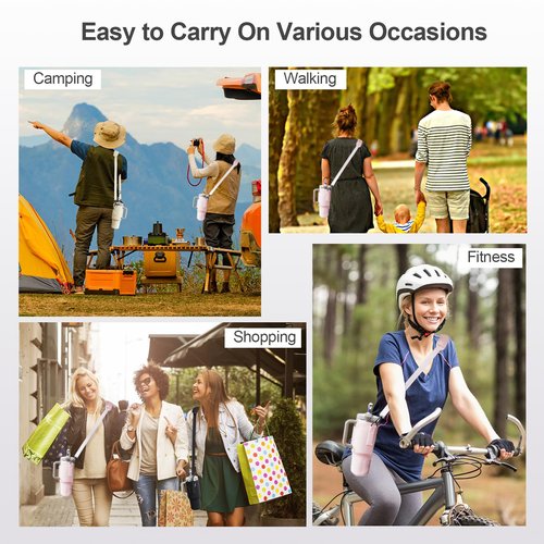 DLJZGC Water Bottle Carrier for Stanley 40 Oz Tumbler with Handle, Stanley Cup Holder with Adjustable Shoulder Strap & Straw Covers, Stanley Cup Bag, Water Bottle Bag for Hiking Travelling