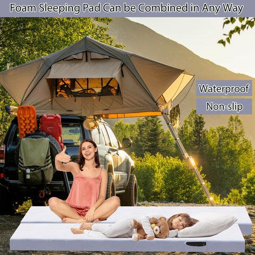 Dotpilgo Memory Foam Camping Mattress Pad Portable Roll Up Bed Mattress Topper Lightweight Sleep Mat Cot Mattress Pad Guest Bed for Adults Travel Car Camping with Removable Waterproof Cover Travel Bag
