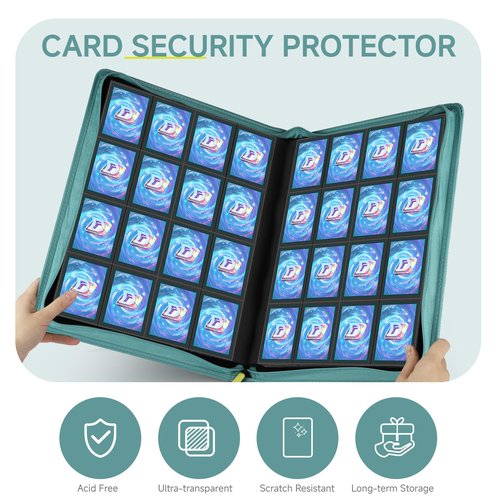 Deoyibu Card Binder with 1024 Cards,16 Pocket Trading Card Binder Includes 32 Page Storage Sleeves,Collection Card Album,Card Holder to Organize and Protect Cards,Green