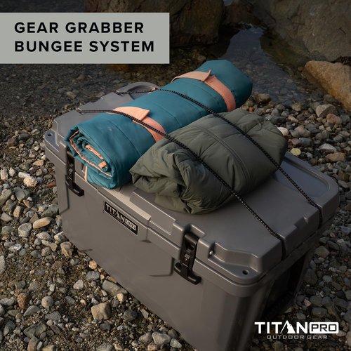 Titan PRO High Performance Ice Chest - 55 Quart Capacity - Hard Cooler with Interior LED Light, Dry Bin, Ice Saver Performance Booster and Microban Protection - Arctic White