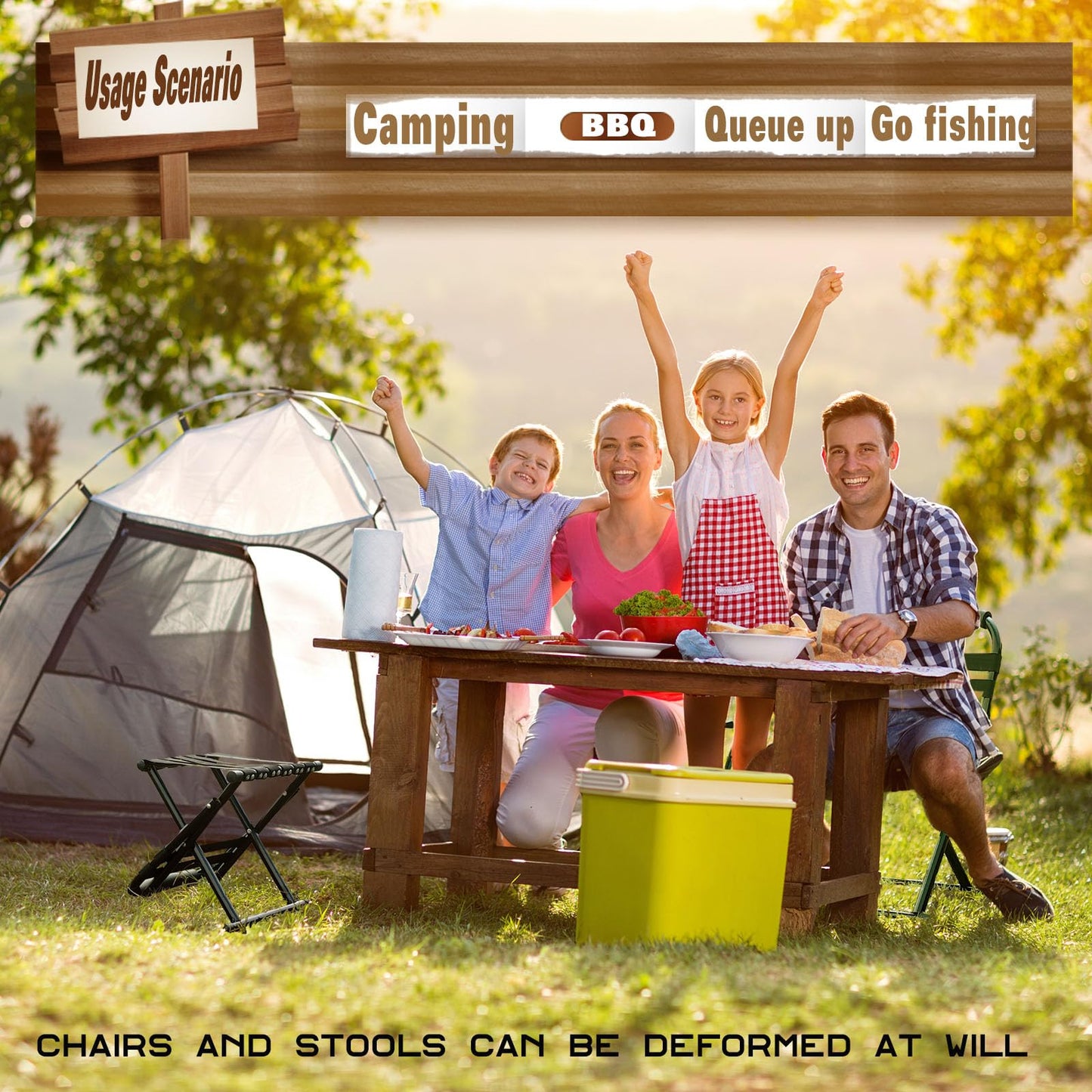 Folding Camp Chair for Camping Stool, 24 Inch Oversized Foot Rest 500 Lbs Portable Folding Camp Chair for Adults(Black)