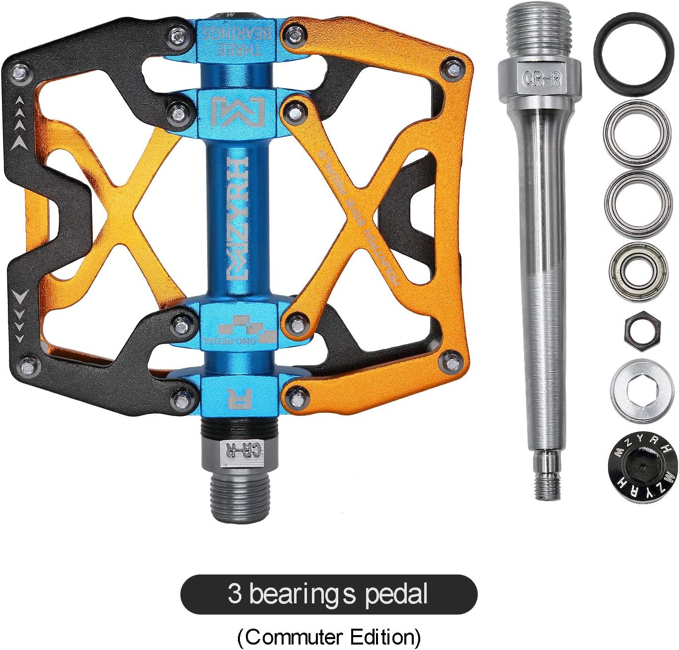 Mountain Bike Pedals, Ultra Strong Colorful CNC Machined 9/16" Cycling Sealed 3 Bearing Pedals