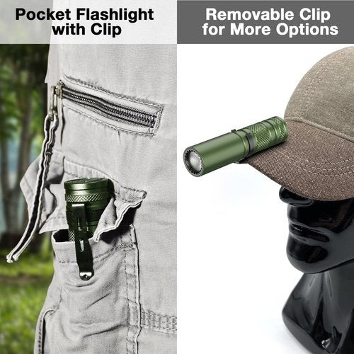 SIXRAY LED Flashlight 500 Lumens Small Pocket Flashlight with Clip, Strobe Mode, Lampshade for Camping Portable EDC Flash Light
