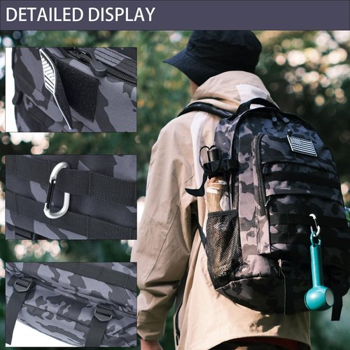 WOWCOIN Camo Backpack for Boys,Kids Army Backpack Boys with USA Flag Patch,35L Waterproof Tactical School Backpack for Travel Outdoor