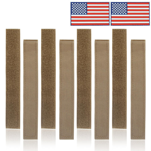 Adjustable Molle Patch Hook and Loop Tactical Patches Panel Display 7X1 inches Molle Accessories Molle Strips Attachment for Insignia Include PVC Patch (8 pcs brown)