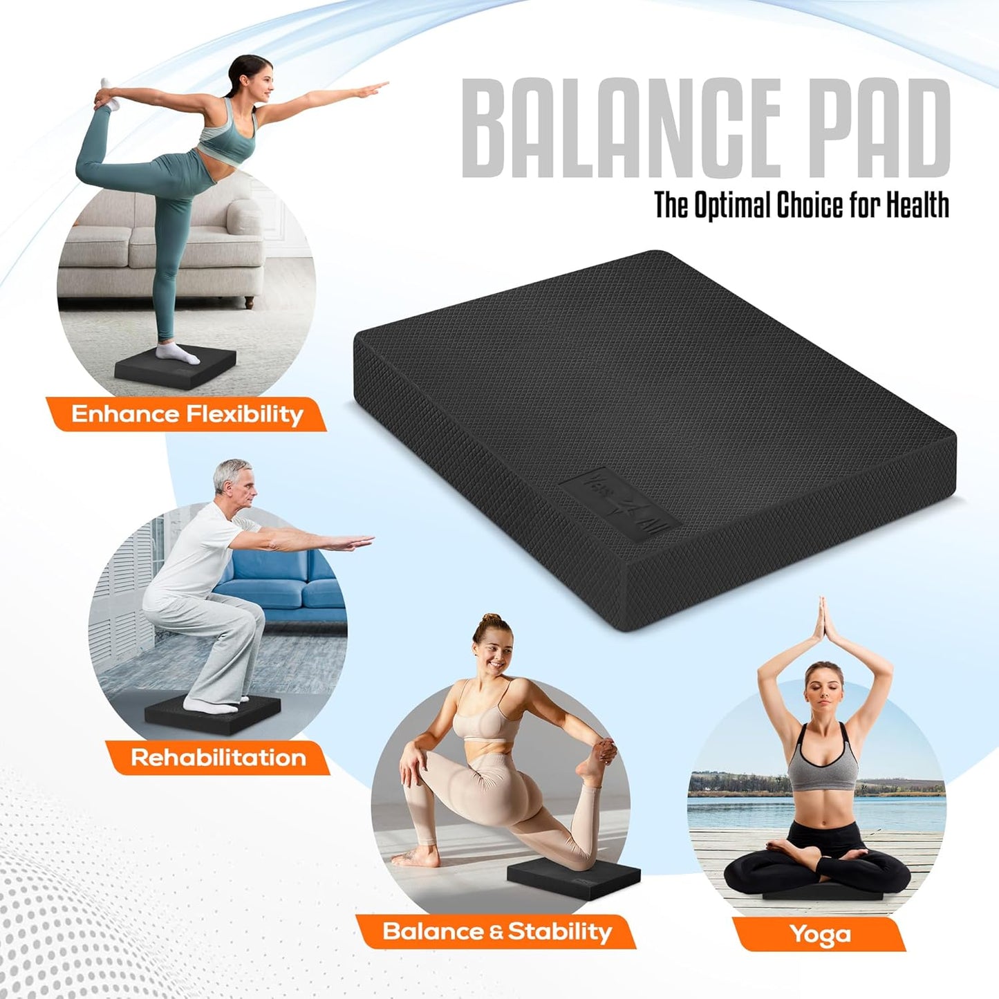 Yes4All Nonslip Foam Balance Pad - Upgraded Exercise Mat for Yoga & Stability Training
