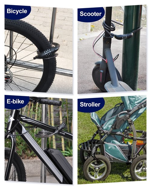 NDakter Bike Lock, 4FT Electric Scooter Combination Cable Lock with Mounting Bracket,Ideal Anti Theft Bicycle Locks for Mountain Bike, Road Bike, Electric Bicycle(12mm)
