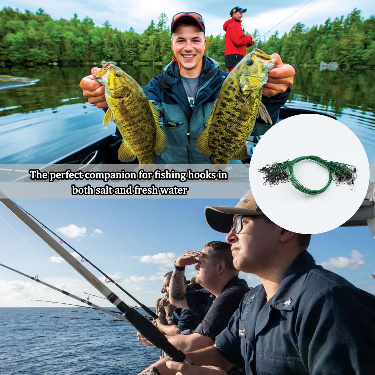 Fishing Leaders, 30pcs Stainless Steel Leader Wire Fishing Leader Line with Swivel Snaps Fishing Wire Leaders Connecting Fishing Tackle Lure or Hook for Saltwater and Freshwater - 11.81inch