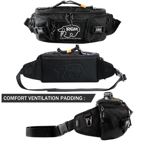Rough Enough Tactical Fanny Pack Large Waist Bag for Men Crossbody, 5L, Waterproof Cordura Black, Fishing Hiking Hunting Travel
