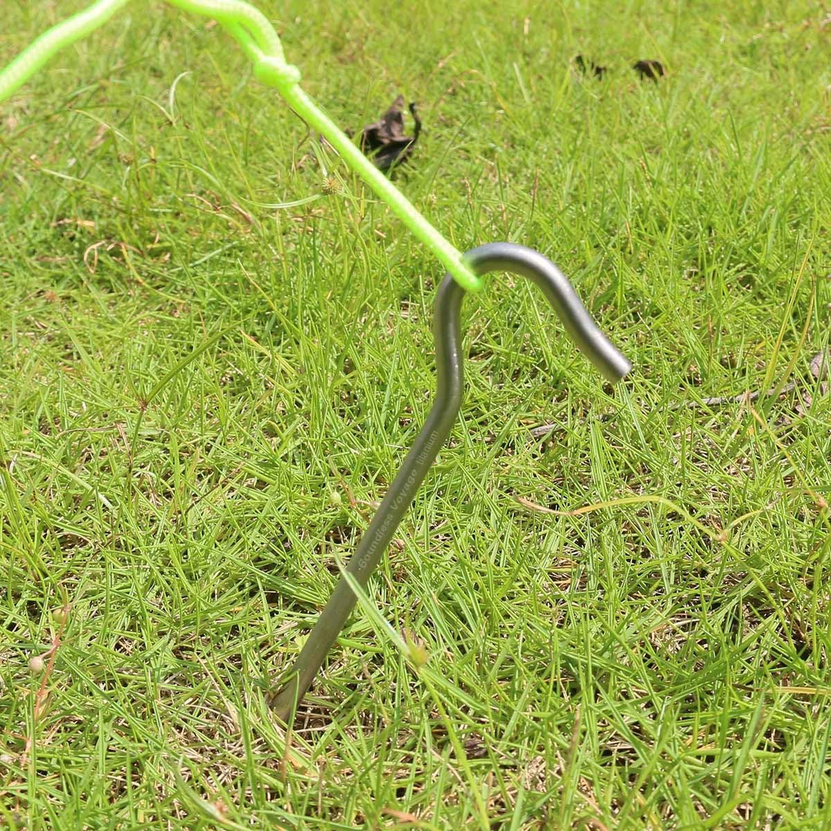 iBasingo Titanium Alloy Pegs Camping Tent Pegs Portable Elbow Grass Nail Tent Hardware