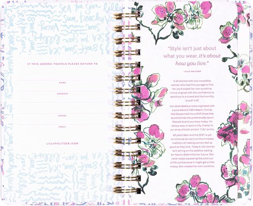 Lilly Pulitzer Medium Planner August 2025 - December 2026, Weekly Agenda & Monthly Calendar, Stickers, Pockets, Spiral Binding, 5" x 8.25" (Palm Beach Playground)