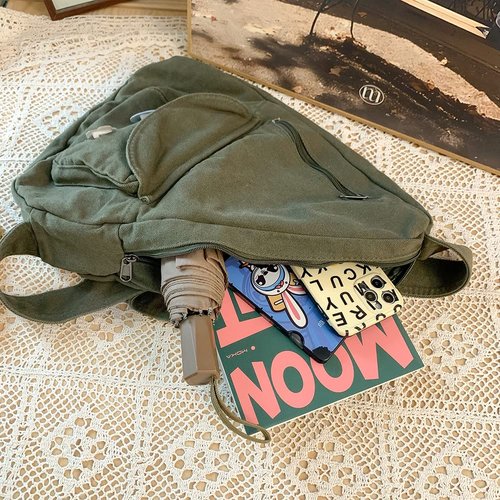 PRAGARI Sling Bag for Women Crossbody Backpack Shoulder Chest Bag Daypack Small Green Travel Canvas Casual Hiking Outdoor