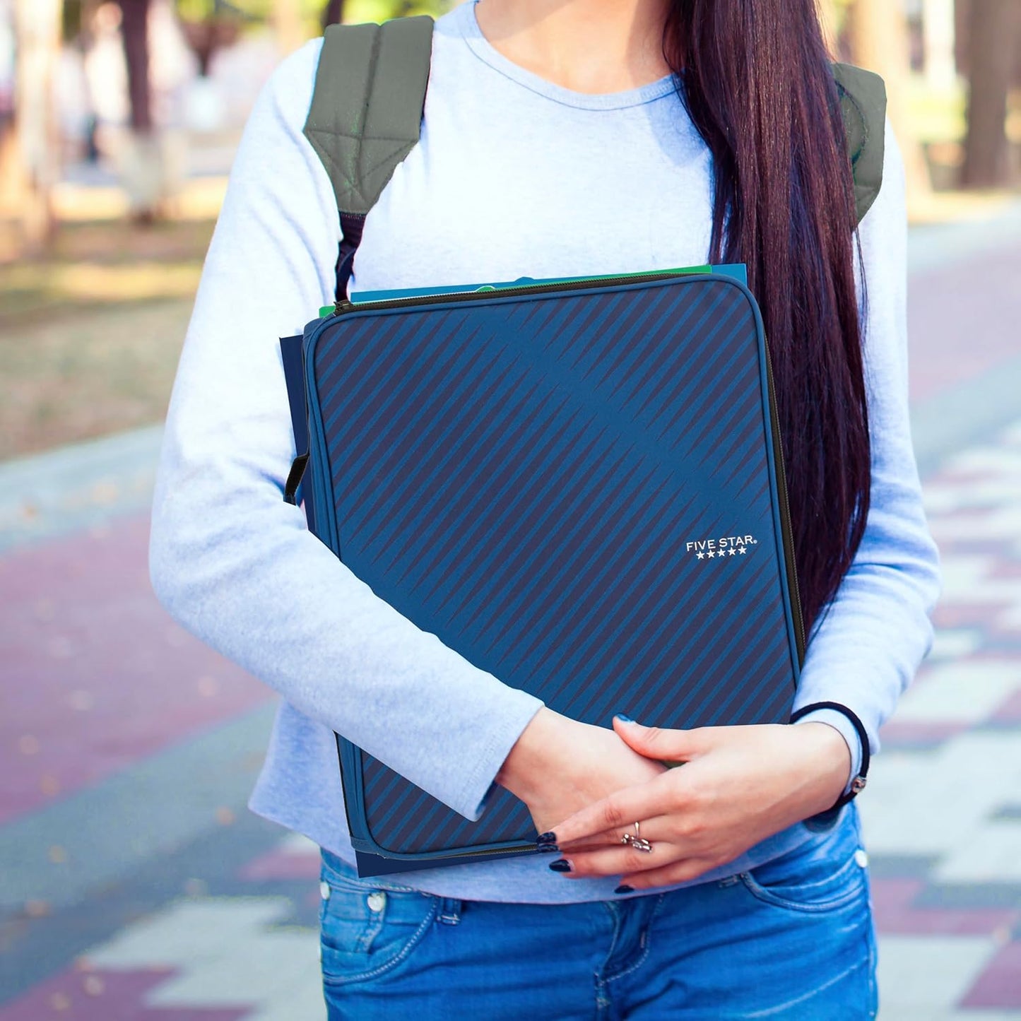 Five Star Zipper Binder, 2 Inch 3-Ring Binder with Round Rings, 5-Tab Expanding File, 380 Sheet Capacity, Cobalt Blue (72534)