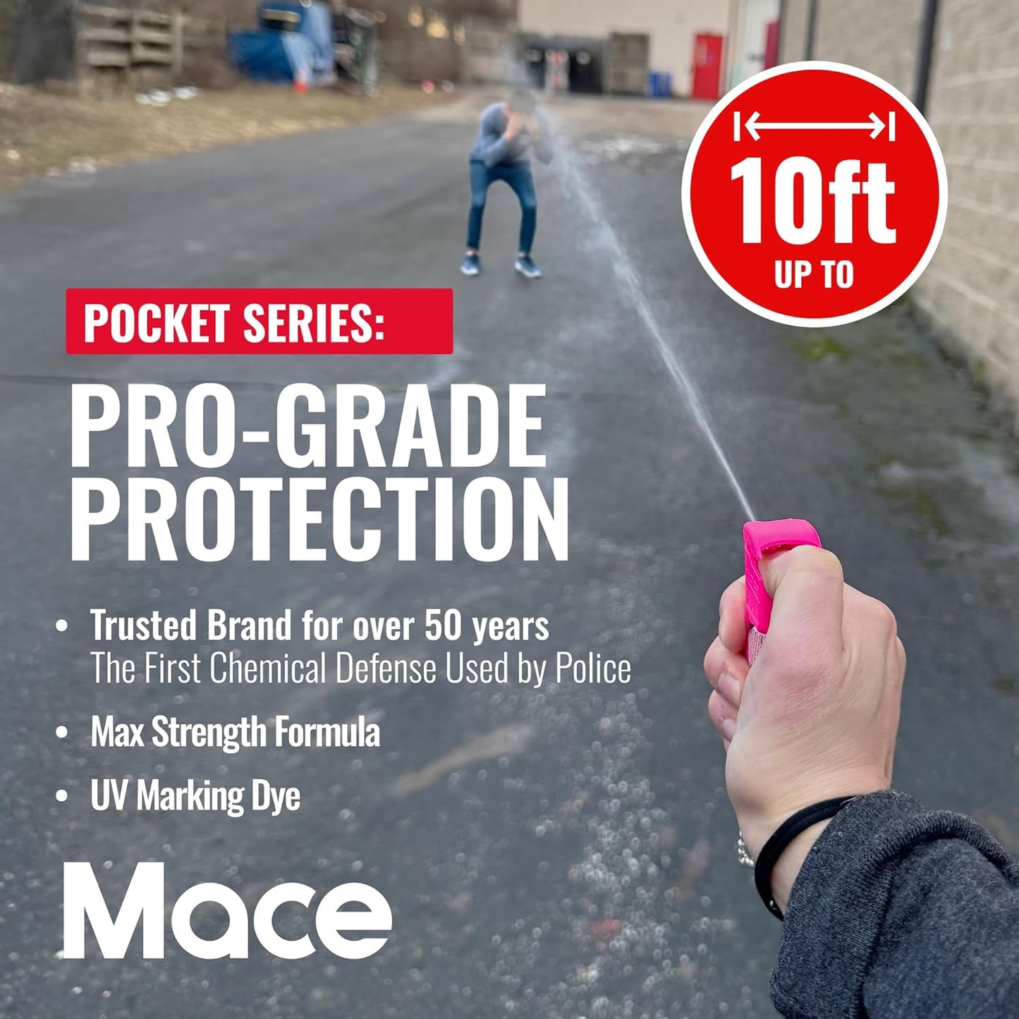 Mace Pepper Spray - Triple Action Model or Pocket Model, Max Strength 10% OC Formula, Self Defense Pepper Spray for Women & Men