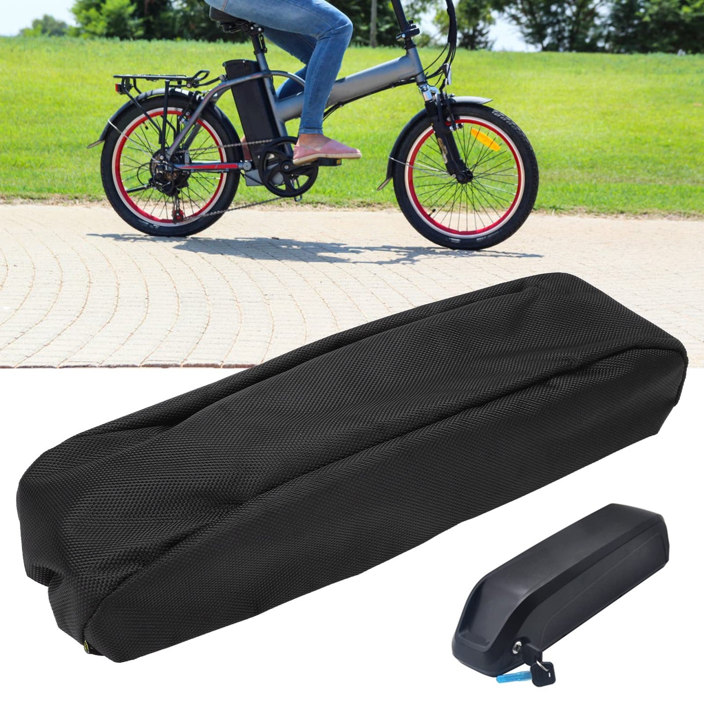 Joyzan Ebike Battery Cover, Waterproof Electric Bicycle Battery Protector Bag Liion Protective Dustproof Anti Mud Frame Case Lithium Protection Accessories Weather Resistant Scratches Rain Snow