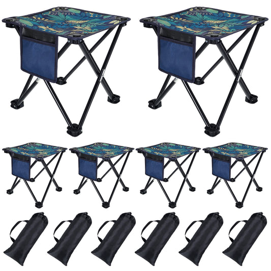 6 Pack Camping Stool, 13 inch Portable Folding Stool with Carry Bag Collapsible Camping Chair 400 Lbs Compact Stool Seat for Camping Fishing Hiking Gardening Walking Travelling Outdoor Activities