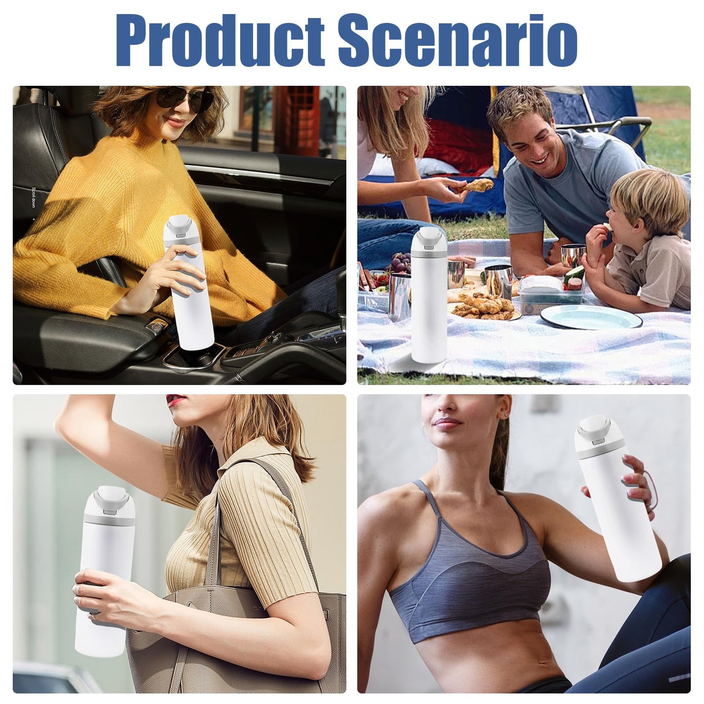 Apply to replacement lid,accessories, replacement parts,free sip lid,One Button Water Bottle Replacement Cap Compatible with Cup 16oz 24oz 32oz 40oz,BPA-Free(White)