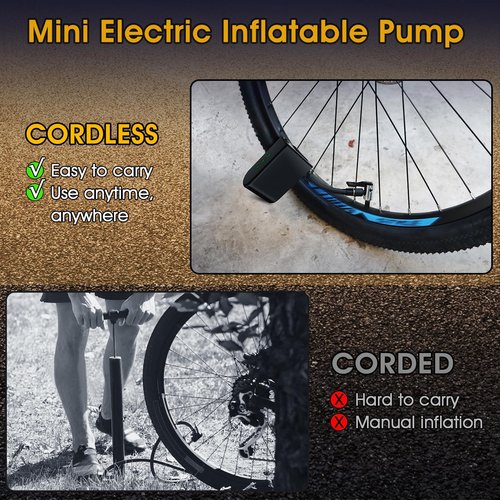 Bike Pump Mini Portable Bicycle Pump 100PSI, Air Pump 1260mAh Battery, Suitable for Electric Cars, Motorcycles, Bicycles, and Balls…
