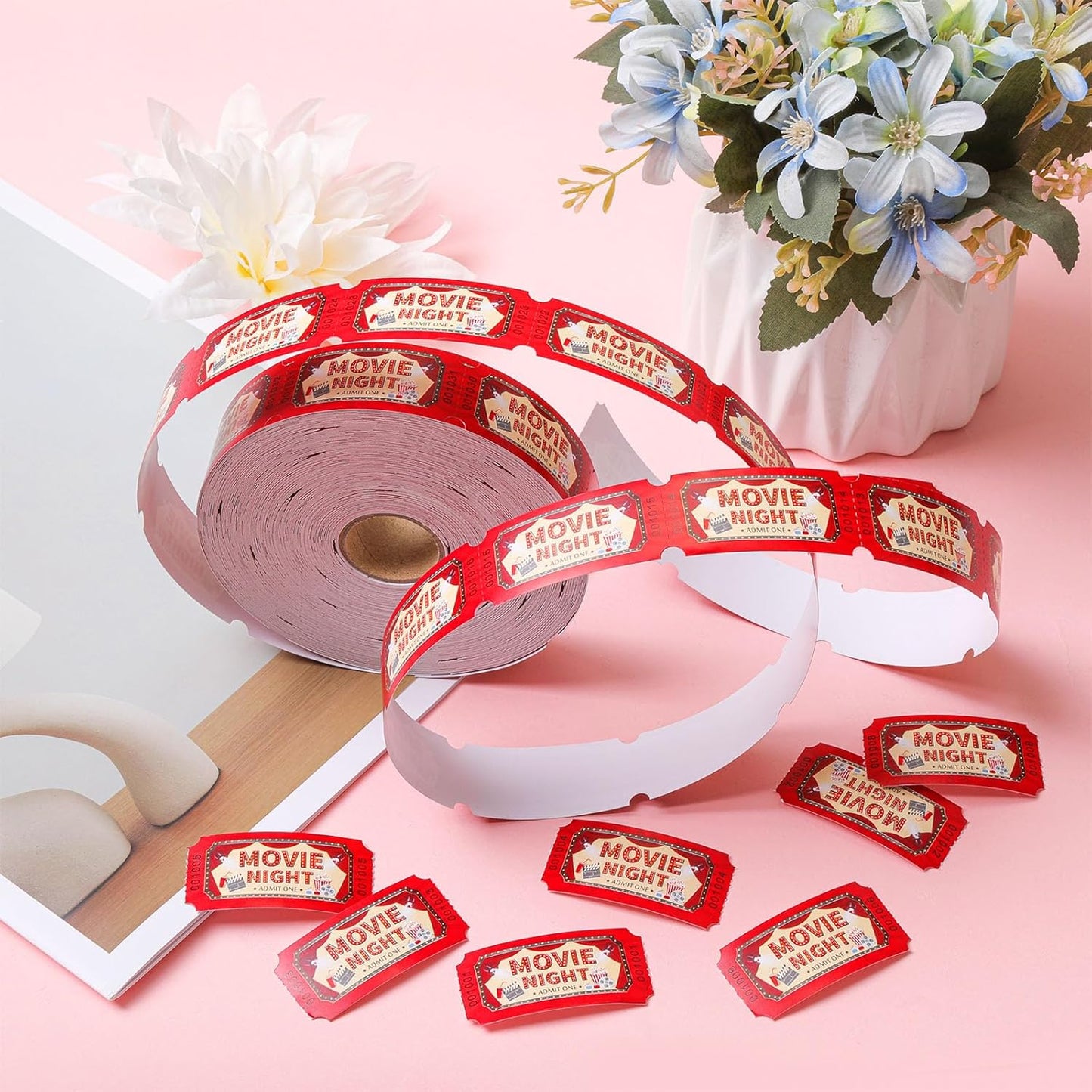 1000 Pcs Drink Ticket Single Raffle Tickets Roll Cocktail Design Free Drink Ticket for Events Wedding Work Formal Parties Leisure Class Reward
