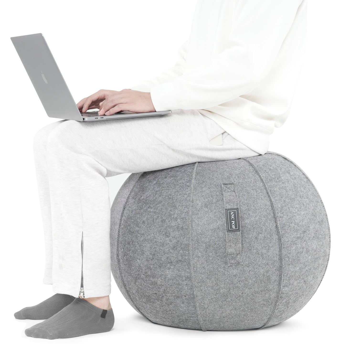 ANC POP Yoga Ball Exercise Ball, Anti Slip Stability Ball Chair, 25” Heavy Duty Large Gym Ball for Fitness, Balance and Core Workout with Cover, Easy Clean