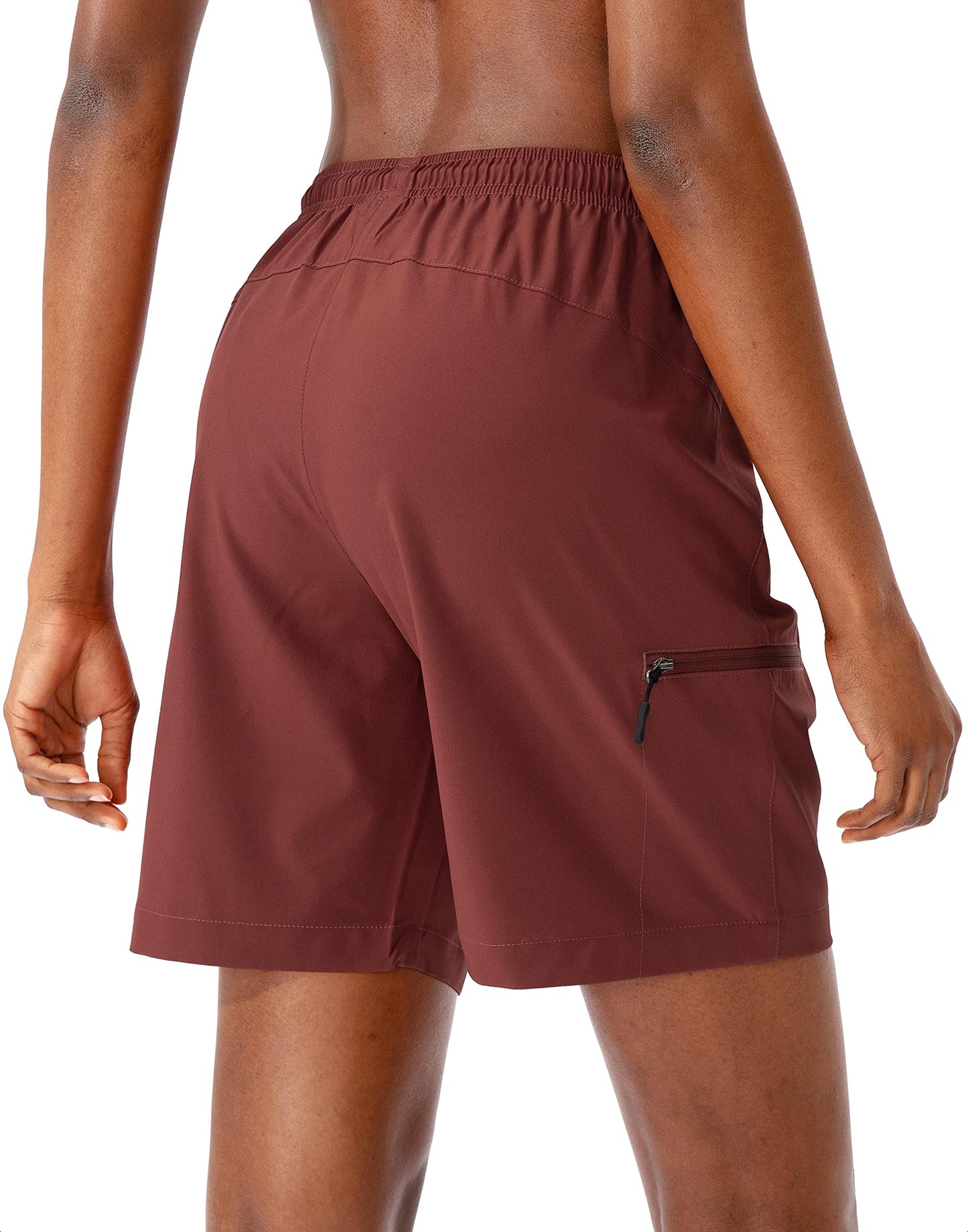 SANTINY Women's 5''/ 7''/9'' Hiking Cargo Shorts Quick Dry Lightweight Summer Shorts for Women Athletic Golf Zipper Pockets(Maroon_M)