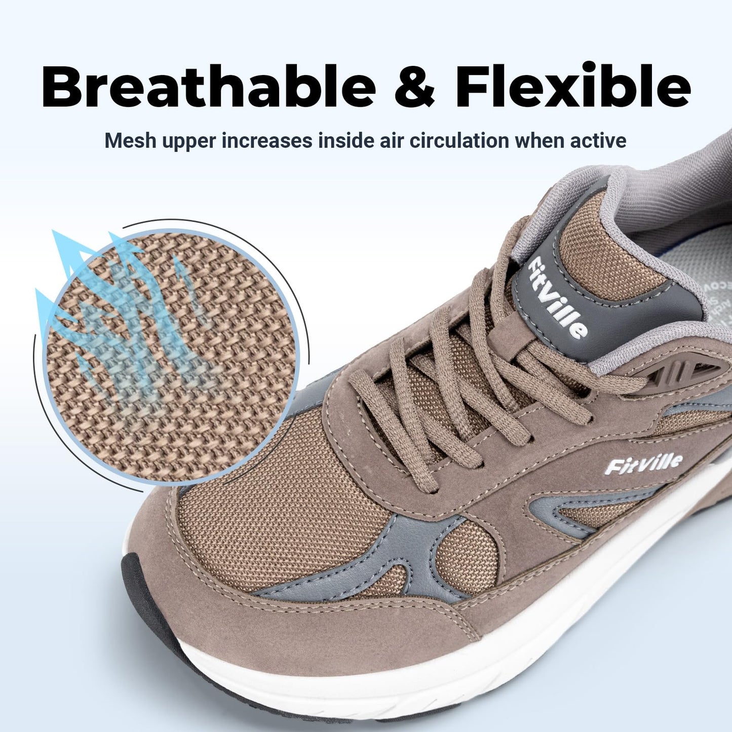 FitVille Wide Walking Shoes for Men Extra Wide Width Sneakers with Arch Support for Flat Feet Heel Pain Relief Plantar Fasciitis - Rebound NEO V1