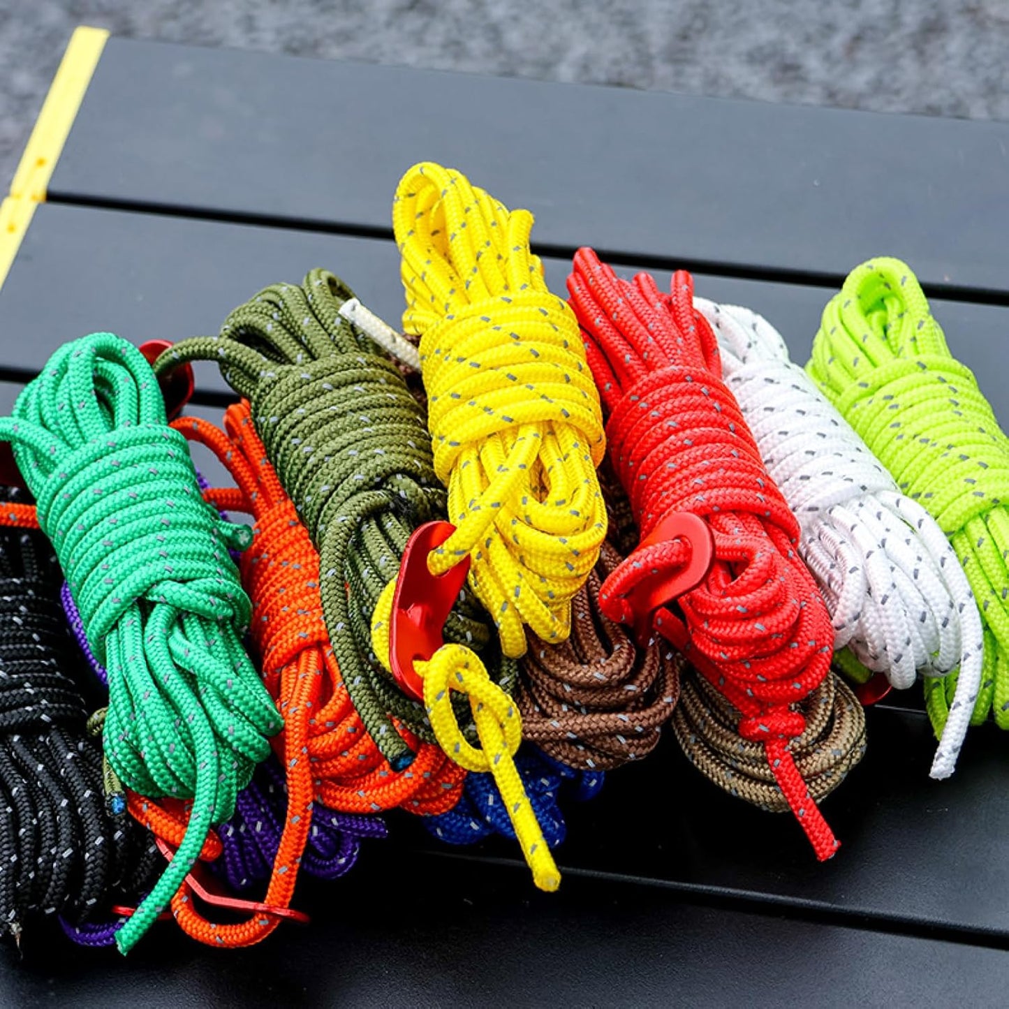 TRIWONDER Reflective Guyline, Tent Cord Nylon Paracord Rope with Guyline Adjuster for Camping Tent, Outdoor Packaging (Black - 4 Pack)