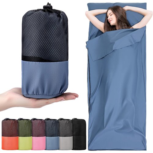 HunnmingRe 6 Pack Sleeping Bag Liners Bulk 87 x 37 Inches Ultralight Travel Sheets Adult Camping Sheets Portable Sleeping Sacks for Camping Backpacking Traveling Business Trips Hotels Hostels