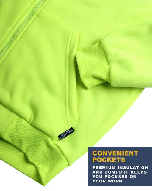 Bass Creek Outfitters Mens High Vis Hoodie - Heavyweight Water Resistant Sherpa Lined Work Hoodies for Men (M-XXL), Size Large, Neon Yellow
