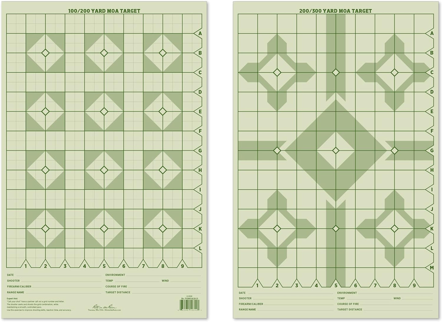 Rite in the Rain Weatherproof Diamond Pattern MOA Precision Distance Shooting Targets, 11" x 17", 25 Sheet Pack (No. TGMOALR-D)