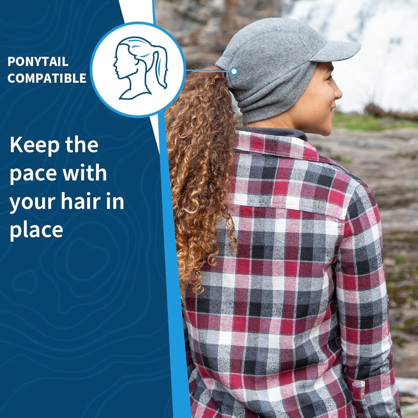 TrailHeads Fleece Ponytail Hat for Women – Trailblazer Reflective Winter Hat with Ponytail Hole for Workouts