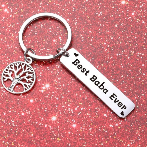 ZQEOU Baba Keychain Best Baba Ever Gift Fathers Day Jewelry For Birthday Keychain For Dad Gifts From Daughter Son Father Gifts Daddy Jewelry Baba Appreciation Keychain Grandpa Gift