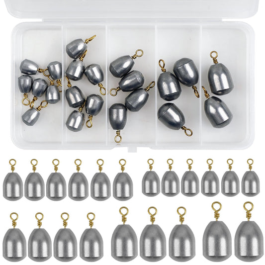 Fishing Weight Sinker,21pcs/50pcs Iron Weights Kit Assorted Size Bass Casting Sinker with Ring Water Drop Weight for Freshwater Saltwater Fishing (21pcs (5 Size))