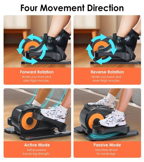 Under Desk Elliptical Machine,Portable Seated Pedal Exerciser with 12 Adjustable Speeds & Remote Control, Elliptical Exercise Machine for Seniors As Seen On TV