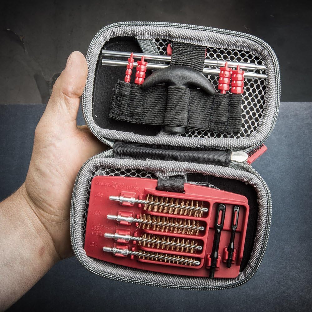 Real Avid Handgun Cleaning Kit - All-in-One 13 Piece Pistol Cleaning Kit with Cleaning Rod, Bore Brushes, Gun Cleaning Jags & Gun Cleaning Patches