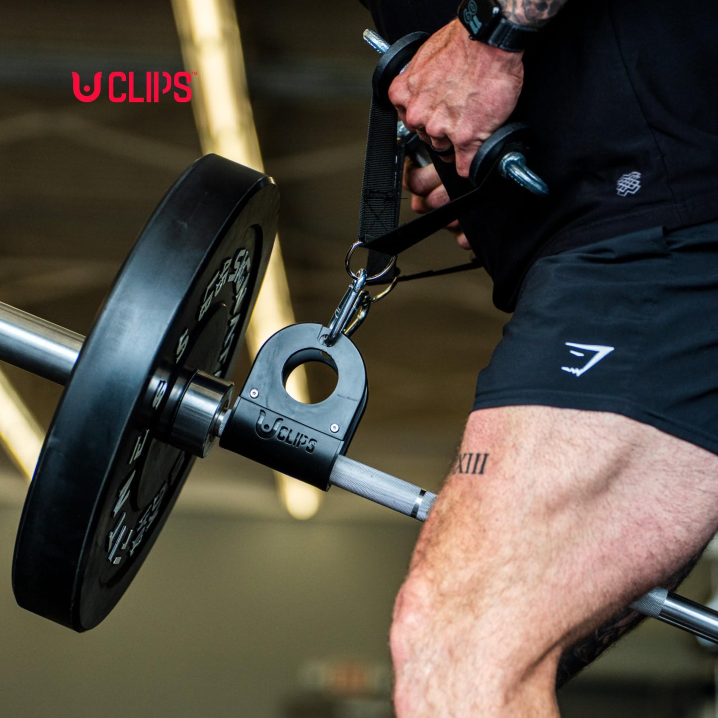 Home Gym U Clip - Bar to Landmine Adapter, Belt Squat and T-bar Row Attachment, Dip Belt Hook, Dumbbell to Barbell Converter, Versatile Fitness Accessory (Olympic)