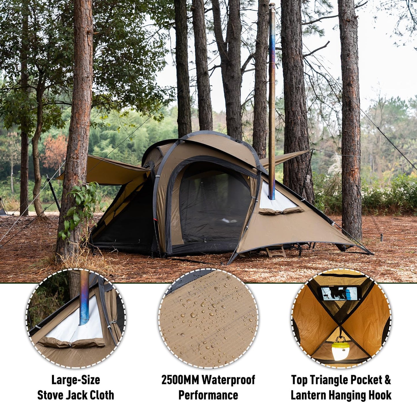 POMOLY Outdoor Camping Hot Tent Leo 2 With Inner Tent for 1-2 Person Hiking, Hunting, Backpacking