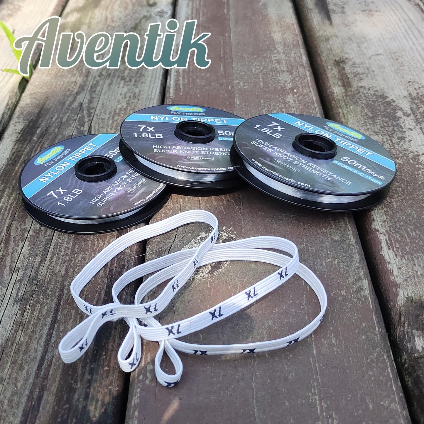 Aventik Fly Fishing Tippet Line Fresh Baked with Holder Invisible Bass Fishing Carp Saltwater Leader 3 or 4 Packs(50m Fly Tippet, 1X+2X+3X+Tippet Holder)
