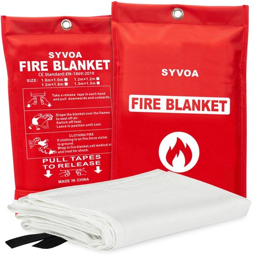 Supreme Quality Reusable Fire Blanket (2-Pack 40"x40") - Emergency Heat Blanket - Fire blankets emergency for home and kitchen - 100% Fiber Glass