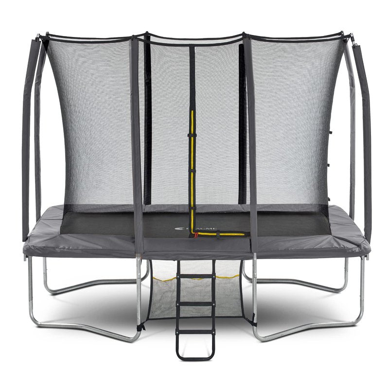 Exacme 7X10 8X12 9X14 Foot Rectangle Trampoline for Kids, Double Enclosure Openings, Small Outdoor Rectangular Trampoline with Enclosure Net, 4 Wind Stakes, Storage Bag, (Gary, 7×10 Feet)