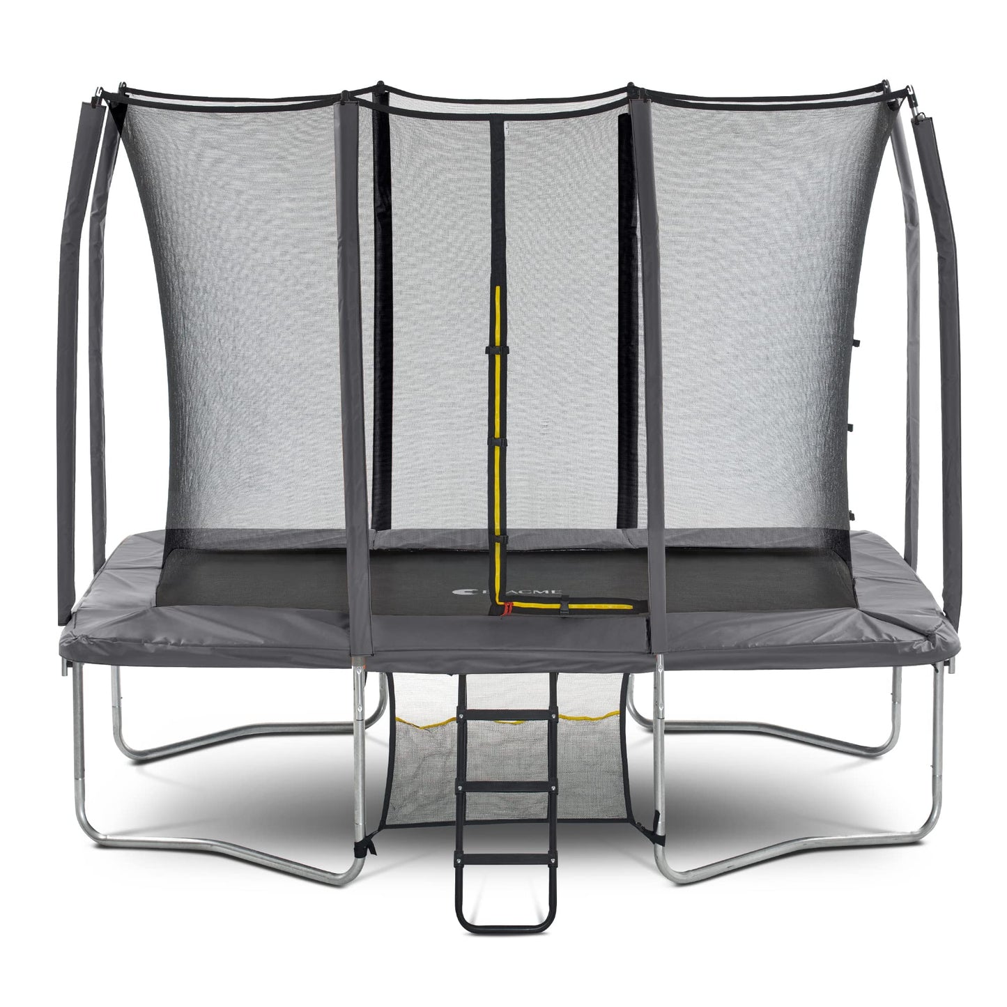 Exacme 7X10 8X12 9X14 Foot Rectangle Trampoline for Kids, Double Enclosure Openings, Small Outdoor Rectangular Trampoline with Enclosure Net, 4 Wind Stakes, Storage Bag, (Gary, 7×10 Feet)