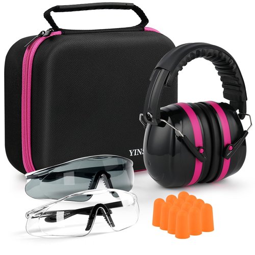 YINSHOME Shooting Ear Protection Earmuffs, Gun Safety Glasses, Earplugs, Protective Case