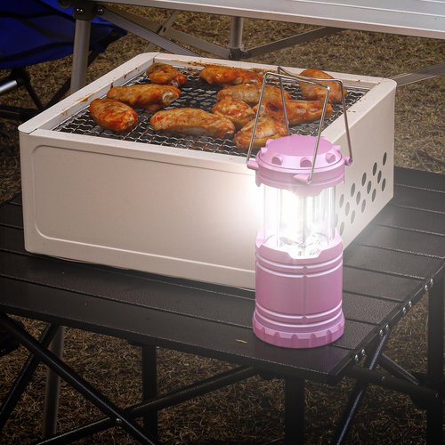 SEAMAGIC 2-Pack LED Pink Camping Lantern and 2-Pack LED Green Camping Lantern, Essential Emergency Lights for Power Outages, Hiking, Hurricane