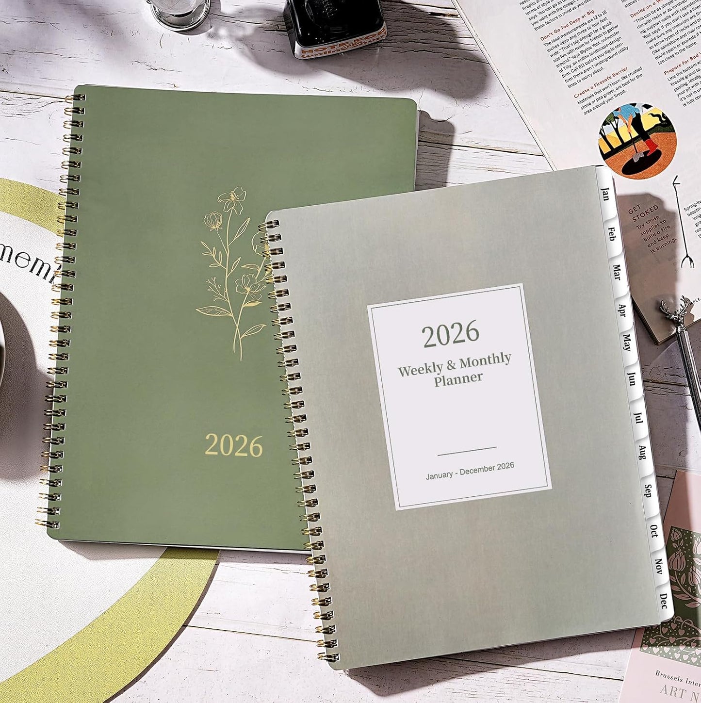 2026 Planner - Planner 2026 Weekly and Monthly with Tabs, 9’’ × 11’’, Jan 2026 - Dec 2026, Hardcover, 12 Monthly Tabs, Premium Paper, Twin-wire Binding, Inner Pocket